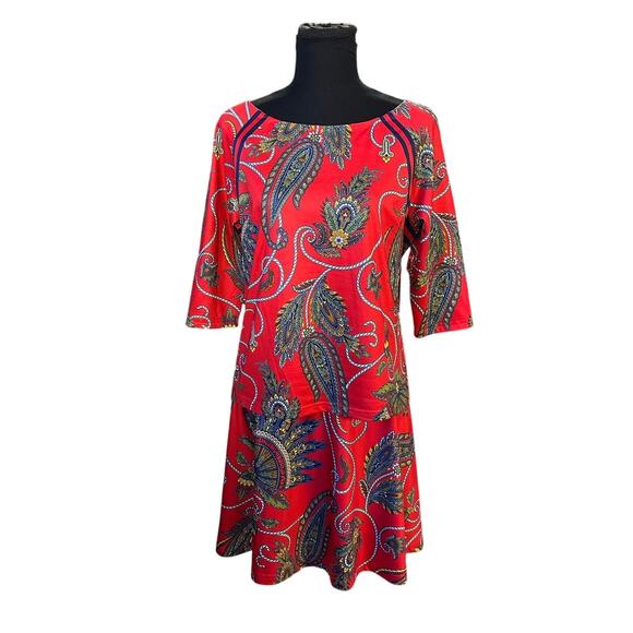 Gretchen Scott Red Paisley Plume Colorful Skirt Set Size M - Picture 1 of 11